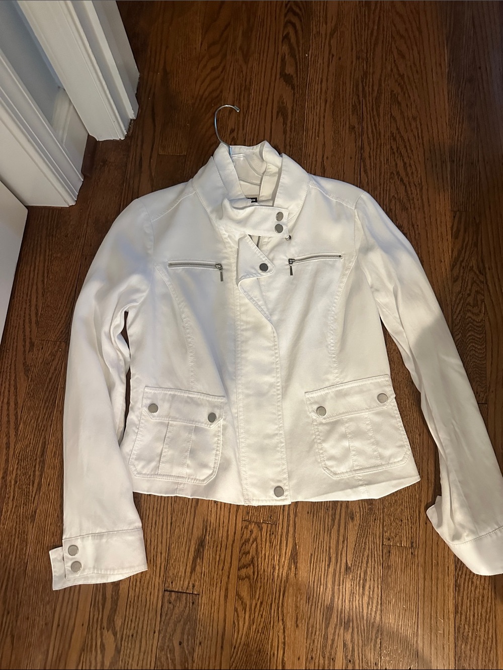 Etcetera White Moto-Style Leather Jacket